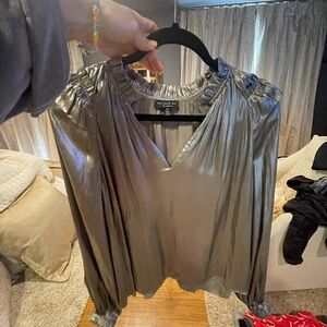 Current Air Metallic Silver Blouse